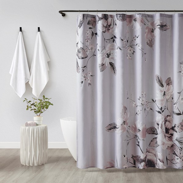 Madison Park Neko Printed Cotton Shower Curtain in Lilac, 72x72" MP70-8327