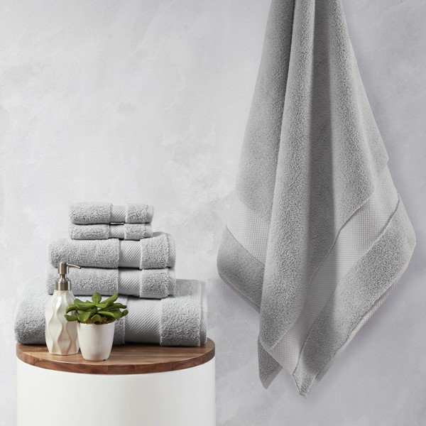 Madison Park Signature Splendor 1000gsm 100% Cotton 6 Piece Towel Set in Grey, 6-Piece MPS73-435