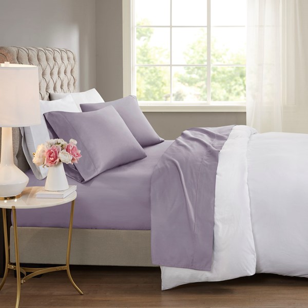 Beautyrest 600 Thread Count Cooling Cotton Blend 4 PC Sheet Set in Purple, Queen BR20-1916