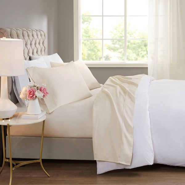 Beautyrest 600 Thread Count Cooling Cotton Blend 4 PC Sheet Set in Ivory, Queen BR20-0991