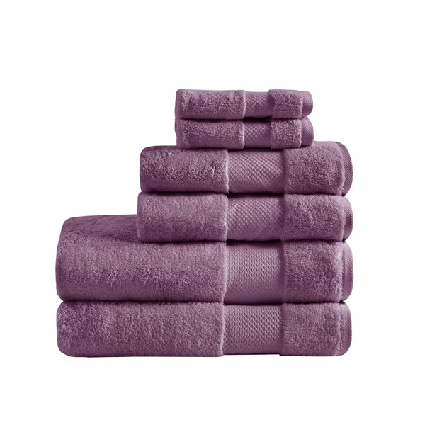 Madison Park Signature Turkish Cotton 6 Piece Bath Towel Set in Purple, 6-Piece MPS73-467