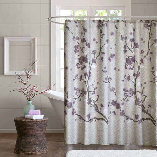 Madison Park Holly Cotton Shower Curtain in Purple, 72x72" MP70-4172