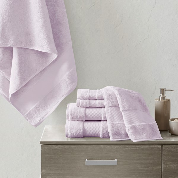 Madison Park Signature Turkish Cotton 6 Piece Bath Towel Set in Lavender, 6-Piece MPS73-475