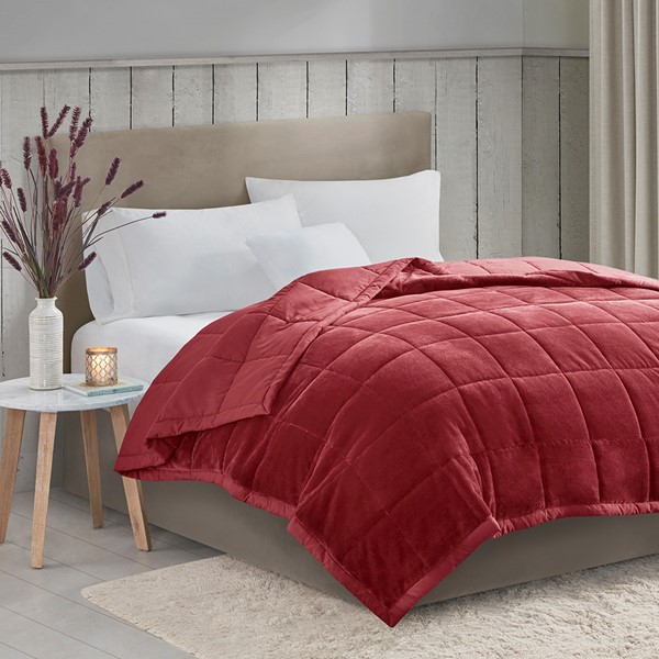 Madison Park Coleman Reversible HeiQ Smart Temperature Down Alternative Blanket in Burgundy, Full/Queen MP51-8138