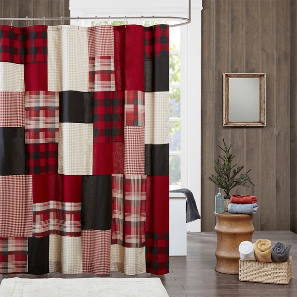 Woolrich Sunset 100% Cotton Shower Curtain in Red, 72x72" WR70-1814