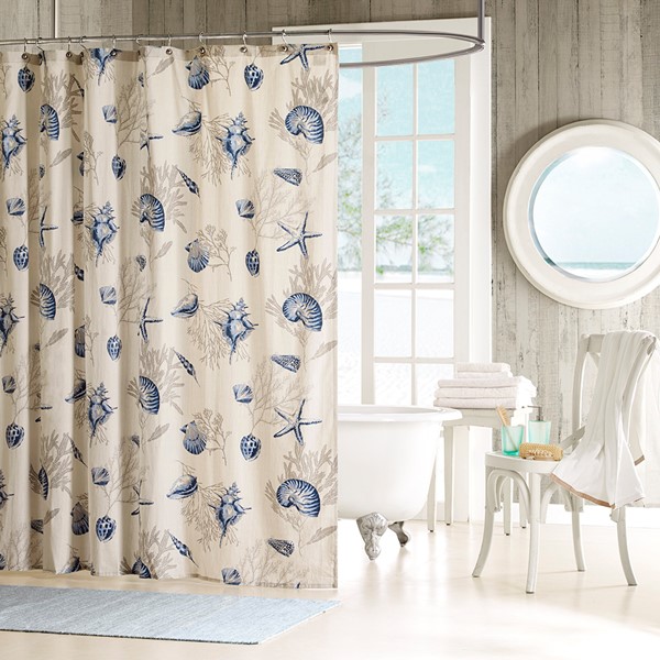 Madison Park Bayside Shower Curtain in Blue, 72x72" MP70-645