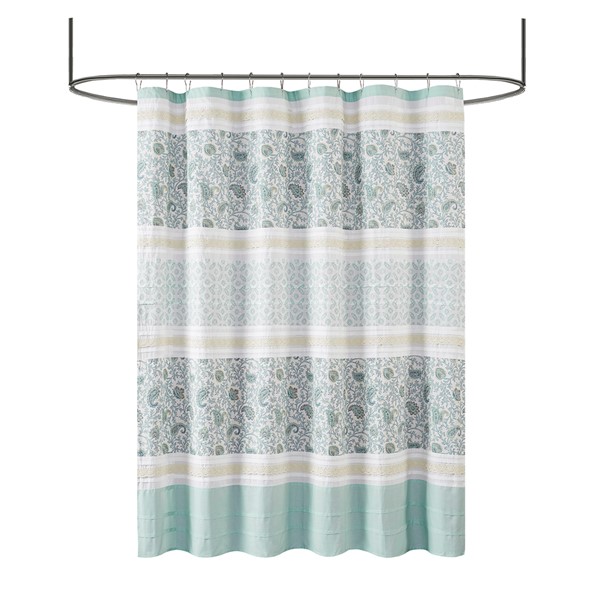 Madison Park Dawn Cotton Shower Curtain in Aqua, 72x72" MP70-2493