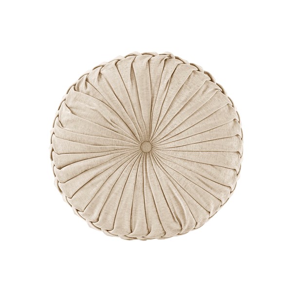 Intelligent Design Loretta Poly Chenille Round Floor Pillow Cushion in Ivory, Dia 22"x6" ID31-2032