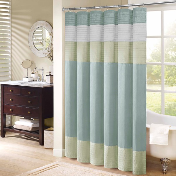 Madison Park Amherst Faux Silk Shower Curtain in Green, 72x72" MP70-418