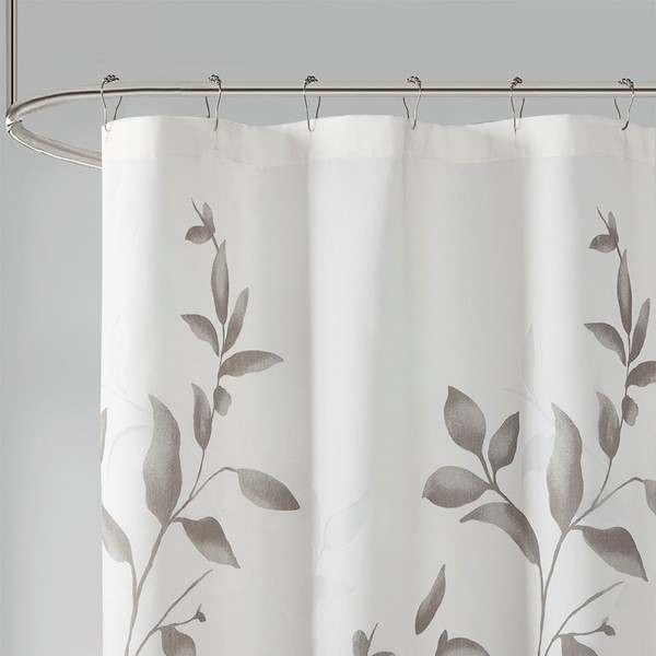 Madison Park Cecily Burnout Printed Shower Curtain in Grey, 72x72" MP70-4610