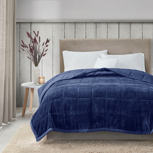 Madison Park Coleman Reversible HeiQ Smart Temperature Down Alternative Blanket in Navy, King MP51-6382