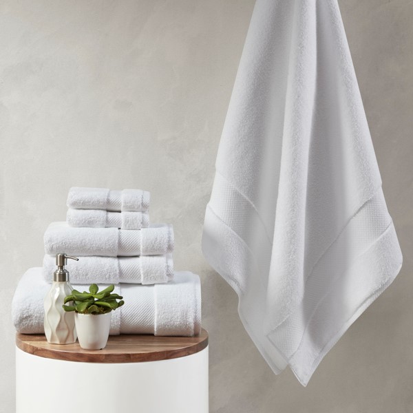 Madison Park Signature Splendor 1000gsm 100% Cotton 6 Piece Towel Set in White, 6-Piece MPS73-434