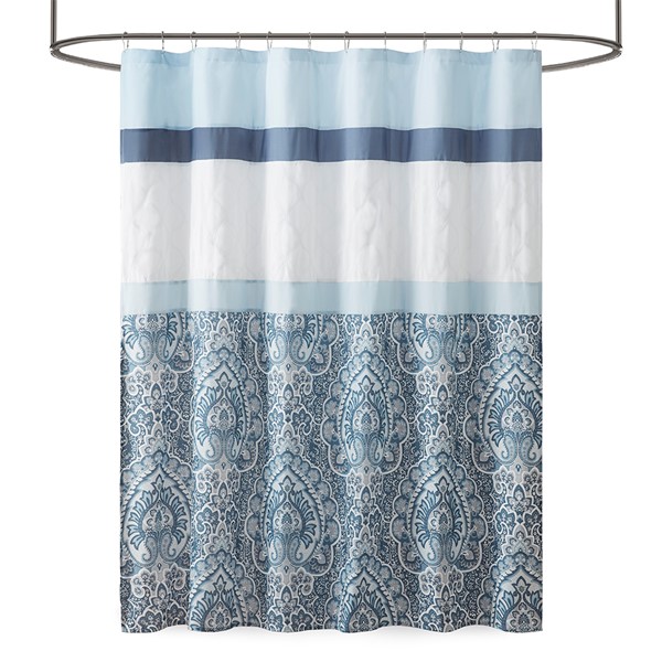 510 Design Shawnee Printed and Embroidered Shower Curtain in Blue, 72x72" 5DS70-0251