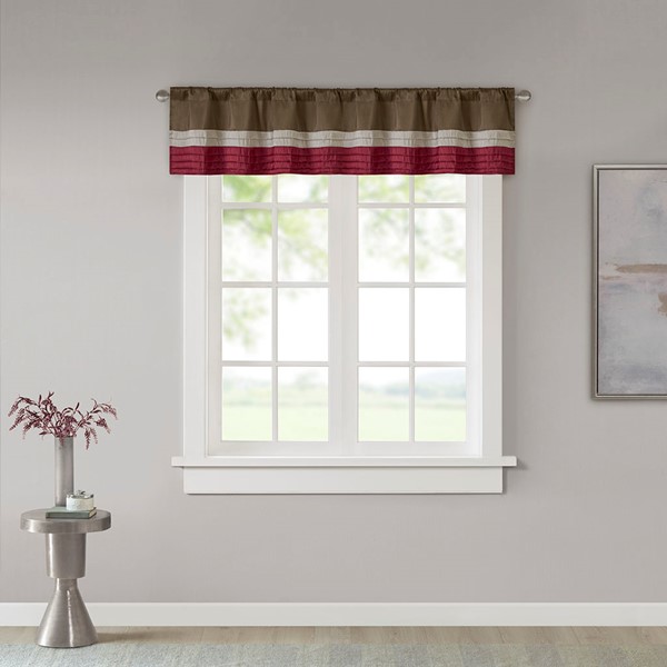 Madison Park Amherst Polyoni Pintuck Window Valance in Red, 50x18" MP41-2230