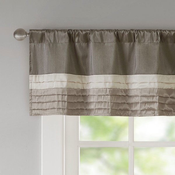 Madison Park Amherst Polyoni Pintuck Window Valance in Natural, 50x18" MP41-2227