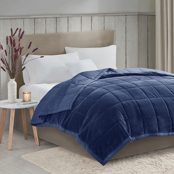 Madison Park Coleman Reversible HeiQ Smart Temperature Down Alternative Blanket in Navy, King MP51-6382