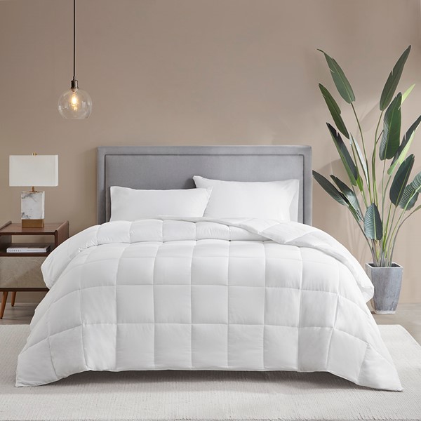 Sleep Philosophy Medium Warmth Cotton Down Alternative Featherless Comforter in White, Full/Queen BASI10-0294