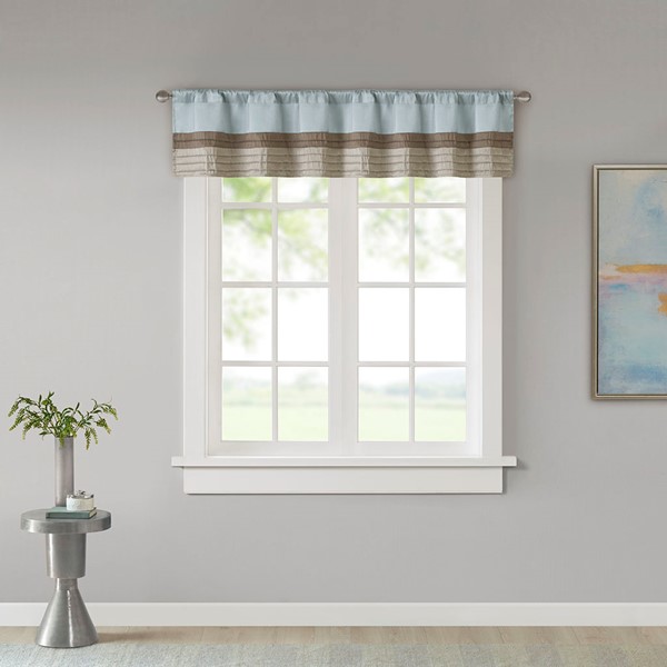 Madison Park Amherst Polyoni Pintuck Window Valance in Blue, 50x18" MP41-2229