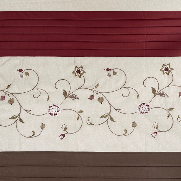 Madison Park Serene Faux Silk Embroidered Floral Shower Curtain in Red, 72x72" MP70-644