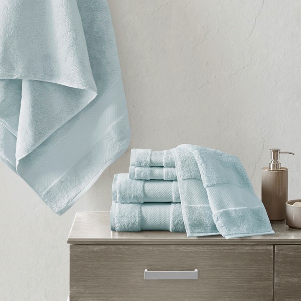 Madison Park Signature Turkish Cotton 6 Piece Bath Towel Set in Light Blue, 6-Piece MPS73-455