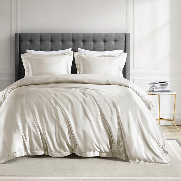 Madison Park Essentials Satin Luxury Comforter Set in Ivory, King/Cal King MPE10-1052