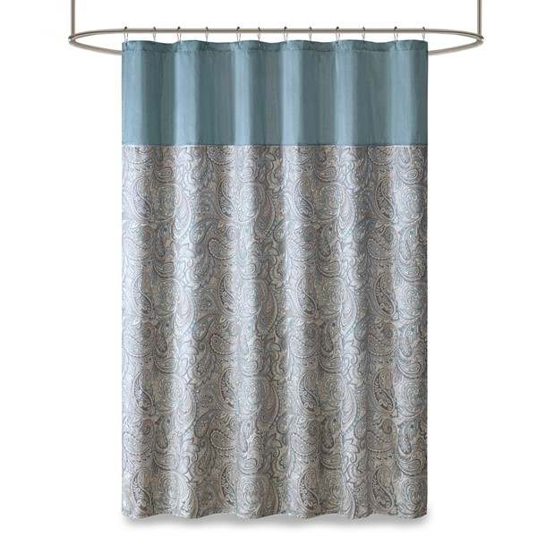 Madison Park Aubrey Jacquard Shower Curtain in Teal, 72x72" MP70-8320