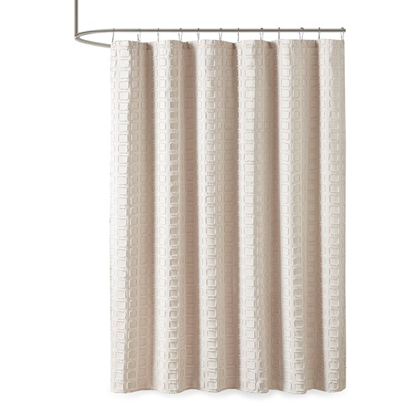 Madison Park Metro Woven Clipped Solid Shower Curtain in Sand, 72x72" MP70-6710