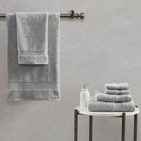 Madison Park Signature Luce 100% Egyptian Cotton 6 Piece Towel Set in Grey, 6-Piece MPS73-476