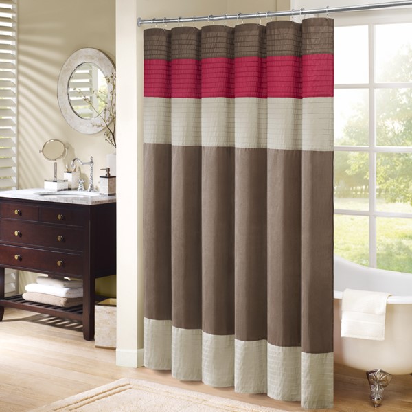 Madison Park Amherst Faux Silk Shower Curtain in Red, 72x72" MP70-221