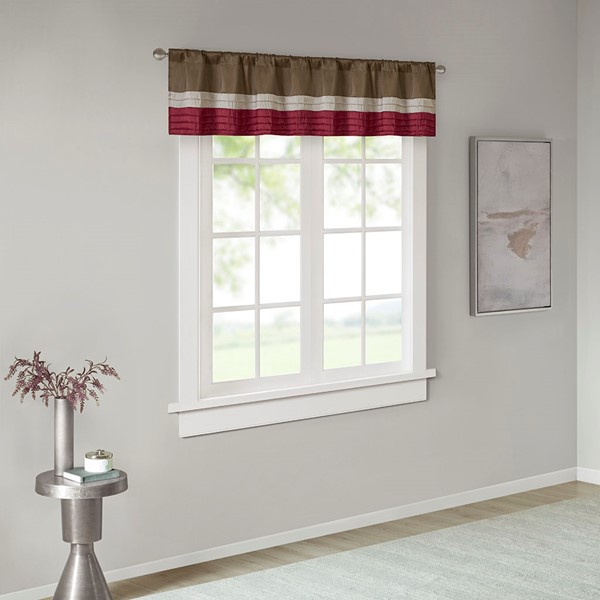 Madison Park Amherst Polyoni Pintuck Window Valance in Red, 50x18" MP41-2230