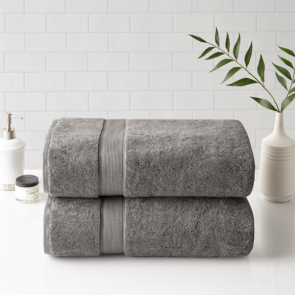 Madison Park Signature 800GSM 100% Cotton Bath Sheet 2 Piece Set in Grey, 34x68" - 2PK MPS73-430