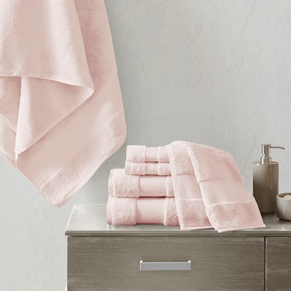 Madison Park Signature Turkish Cotton 6 Piece Bath Towel Set in Blush, 6-Piece MPS73-450