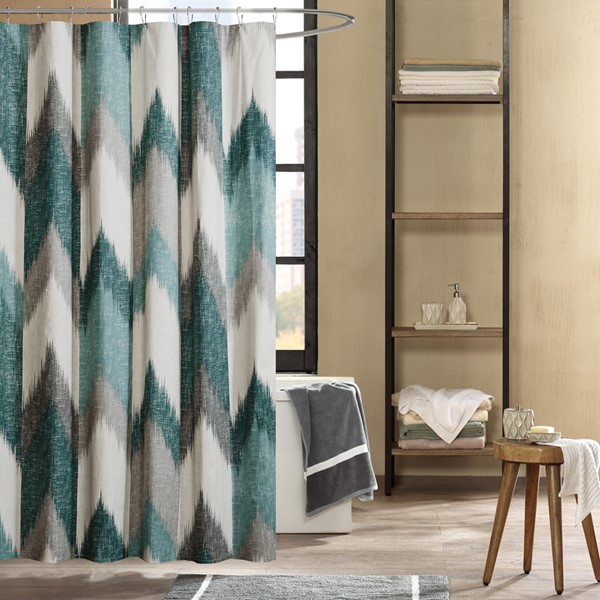 INK+IVY Alpine Cotton Printed Shower Curtain in Aqua, 72x72" II70-779