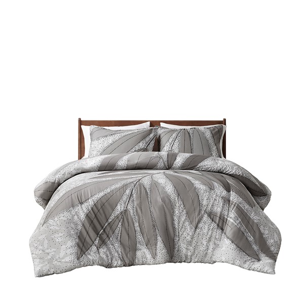 Urban Habitat Adrian Botanical Cotton Duvet Cover Set in Gray, Full/Queen UH12-2529