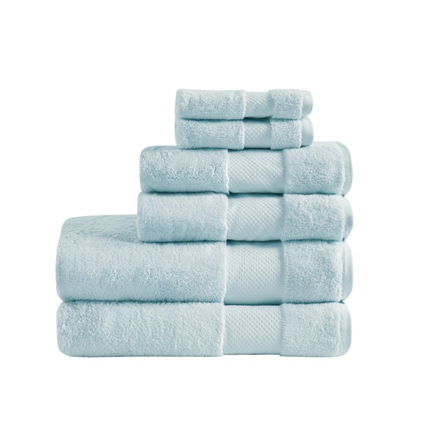 Madison Park Signature Turkish Cotton 6 Piece Bath Towel Set in Light Blue, 6-Piece MPS73-455