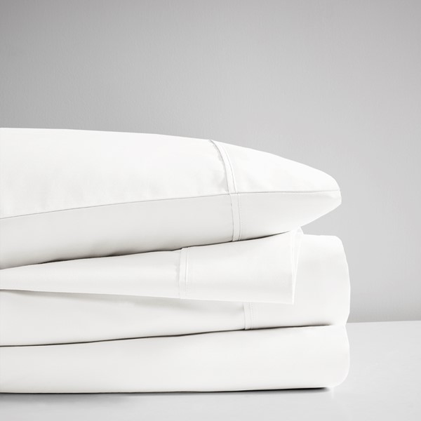 Beautyrest 400 Thread Count Wrinkle Resistant Cotton Sateen Sheet Set in White, Cal King BR20-0973