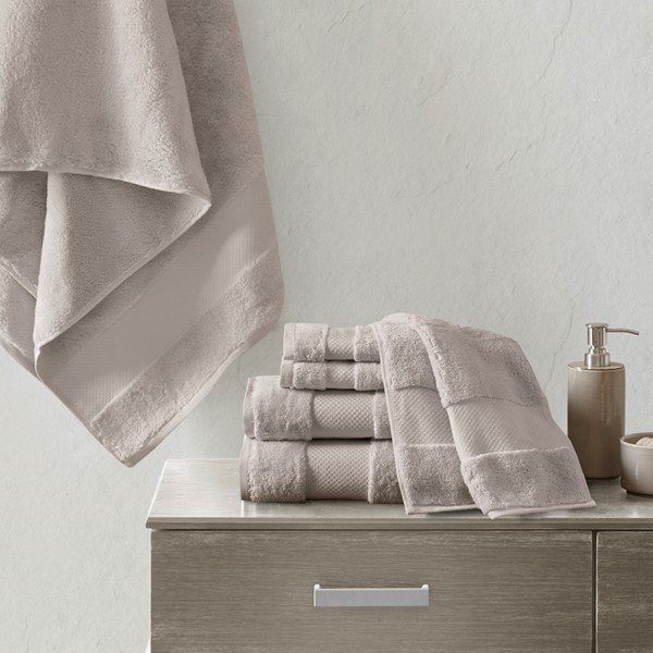 Madison Park Signature Turkish Cotton 6 Piece Bath Towel Set in Taupe, 6-Piece MPS73-317