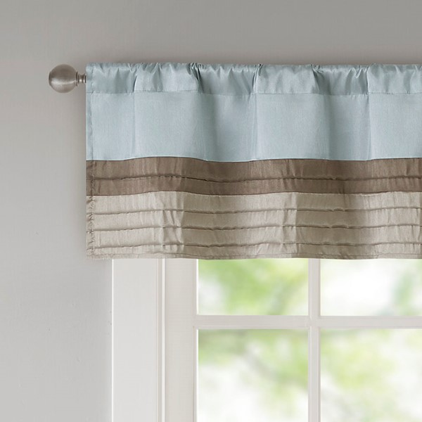 Madison Park Amherst Polyoni Pintuck Window Valance in Blue, 50x18" MP41-2229