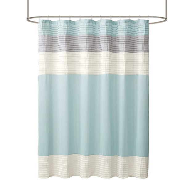 Madison Park Amherst Faux Silk Shower Curtain in Aqua, 72x72" MP70-2978