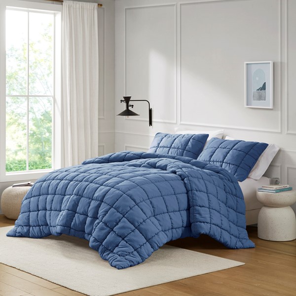 Intelligent Design Dream Puff Down Alternative Comforter Set in Navy, Twin ID10-2310