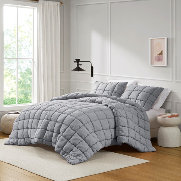 Intelligent Design Dream Puff Down Alternative Comforter Set in Grey, Twin ID10-2313