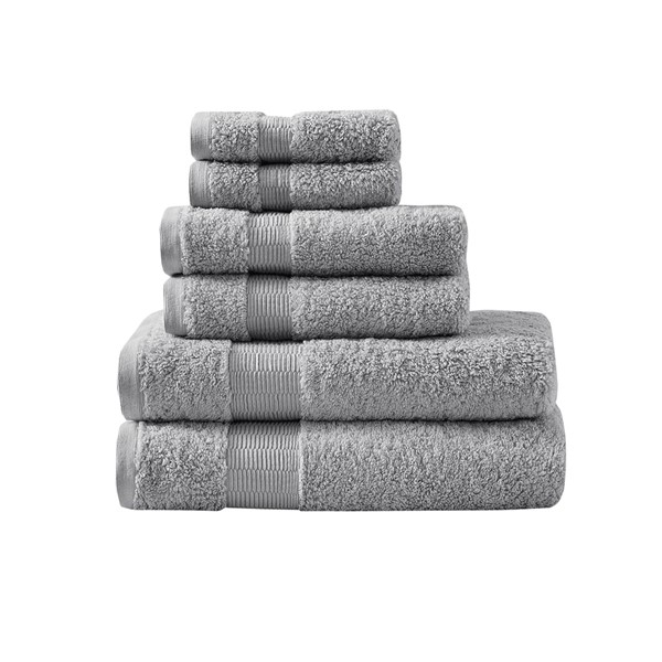 Madison Park Signature Luce 100% Egyptian Cotton 6 Piece Towel Set in Grey, 6-Piece MPS73-476