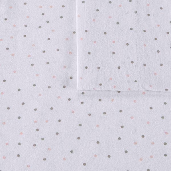 Intelligent Design Cozy Soft Cotton Flannel Printed Sheet Set in Grey/Pink Dots, Twin ID20-1556