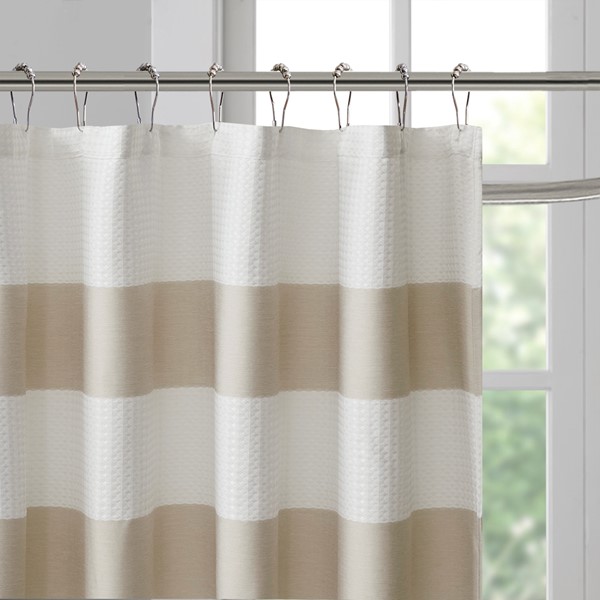 Madison Park Spa Waffle Shower Curtain with 3M Treatment in Taupe, 54x78" MP70-4977