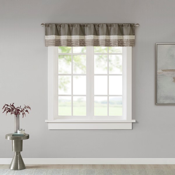 Madison Park Amherst Polyoni Pintuck Window Valance in Natural, 50x18" MP41-2227