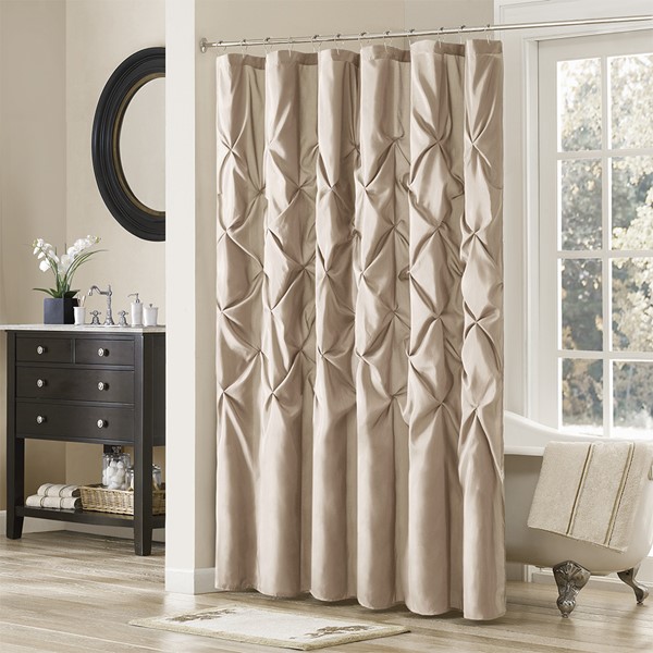 Madison Park Laurel Tufted Semi-Sheer Shower Curtain in Taupe, 72x72" MP70-438