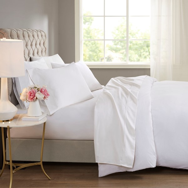 Beautyrest 600 Thread Count Cooling Cotton Blend 4 PC Sheet Set in White, Full BR20-0986