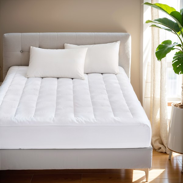 Madison Park Cloud Soft Overfilled Plush Waterproof Mattress Pad in White, Queen MP16-3147