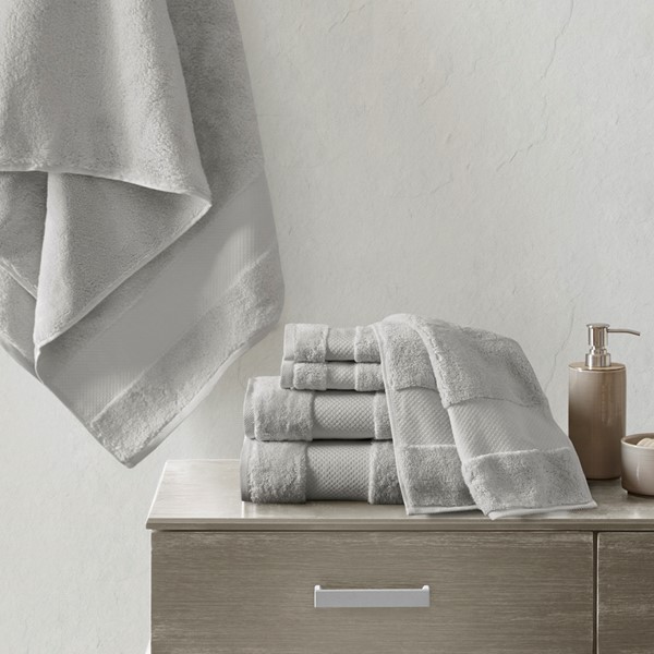 Madison Park Signature Turkish Cotton 6 Piece Bath Towel Set in Grey, 6-Piece MPS73-316