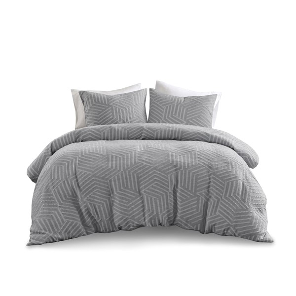 Urban Habitat Bentley 3 Piece Matelasse Jacquard Duvet Cover Set in Grey-Blue, Full/Queen UH12-2492